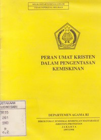 Peran Umat Kristen dal;am Pengentasan Kemiskinan