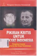 Pikiran Kritis Untuk Rakyat Indonesia Pengaduan Kepada Bung Karno dan Ompui Nommensen