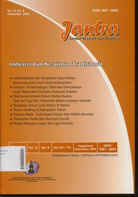 Jantra Jurnal Sejarah dan Budaya Volume IV Nomor 8 Desember 2009