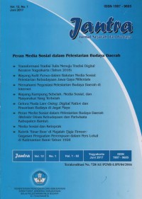 Jantra Jurnal Sejarah dan Budaya Vol 12 No. 1 Juni 2017