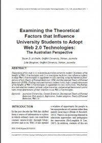 Examining the Theoretical Factors that Influence University Students to Adopt Web 2.0 Technologies: The Australian Perspective